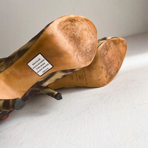 Brian Atwood Classic Animal Print Sexy High Heels Stilettos 37.5 - Picture 5 of 7